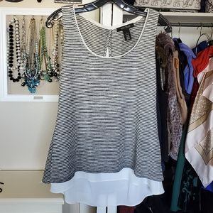 Black and white striped blouse